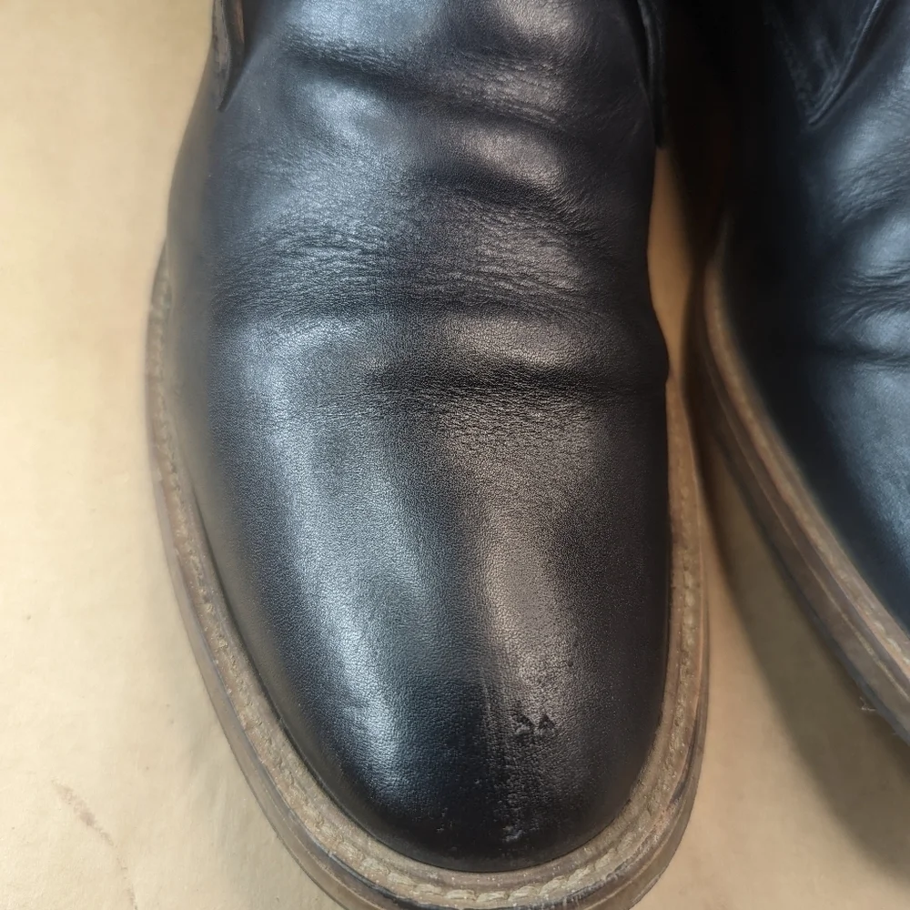 Aldo ankle boots men's size 14M black leather lace up. Some peeling inside liner